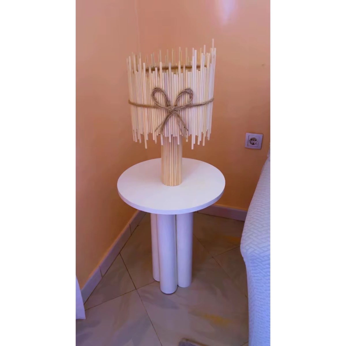 Abat-jour beige en tissu, décoratif et moderne pour lampe de bureau