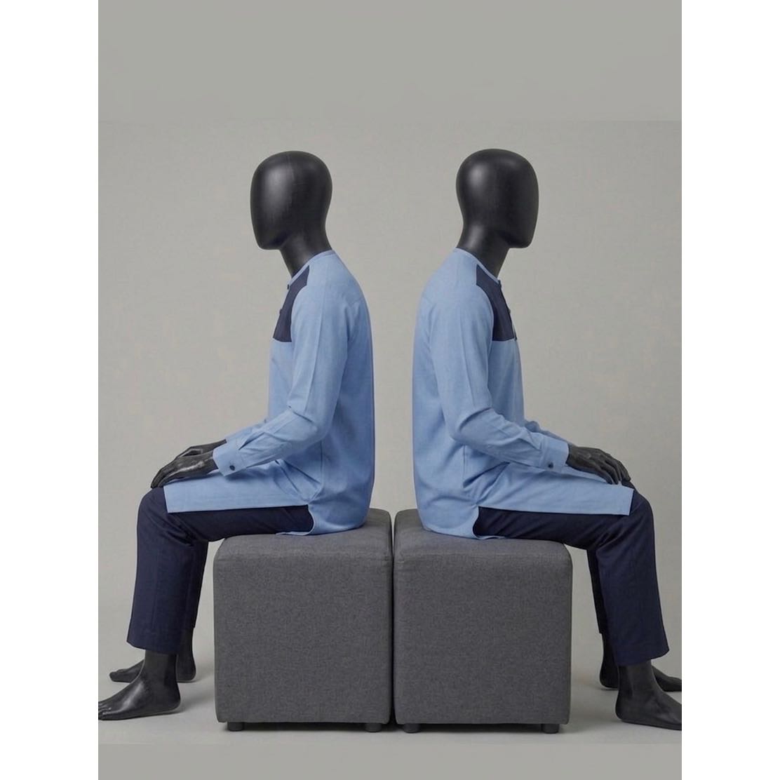 Haut homme bleu décontracté supercent, confortable, coupe ample