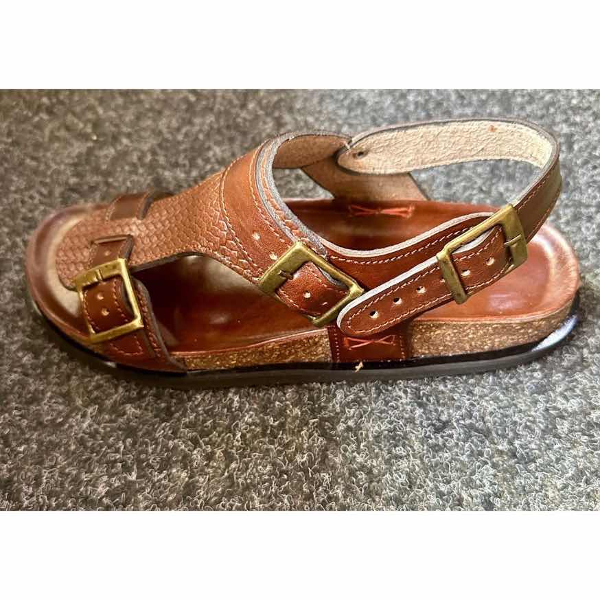 Sandale cuir homme marron cognac confortable réglable semelle liège