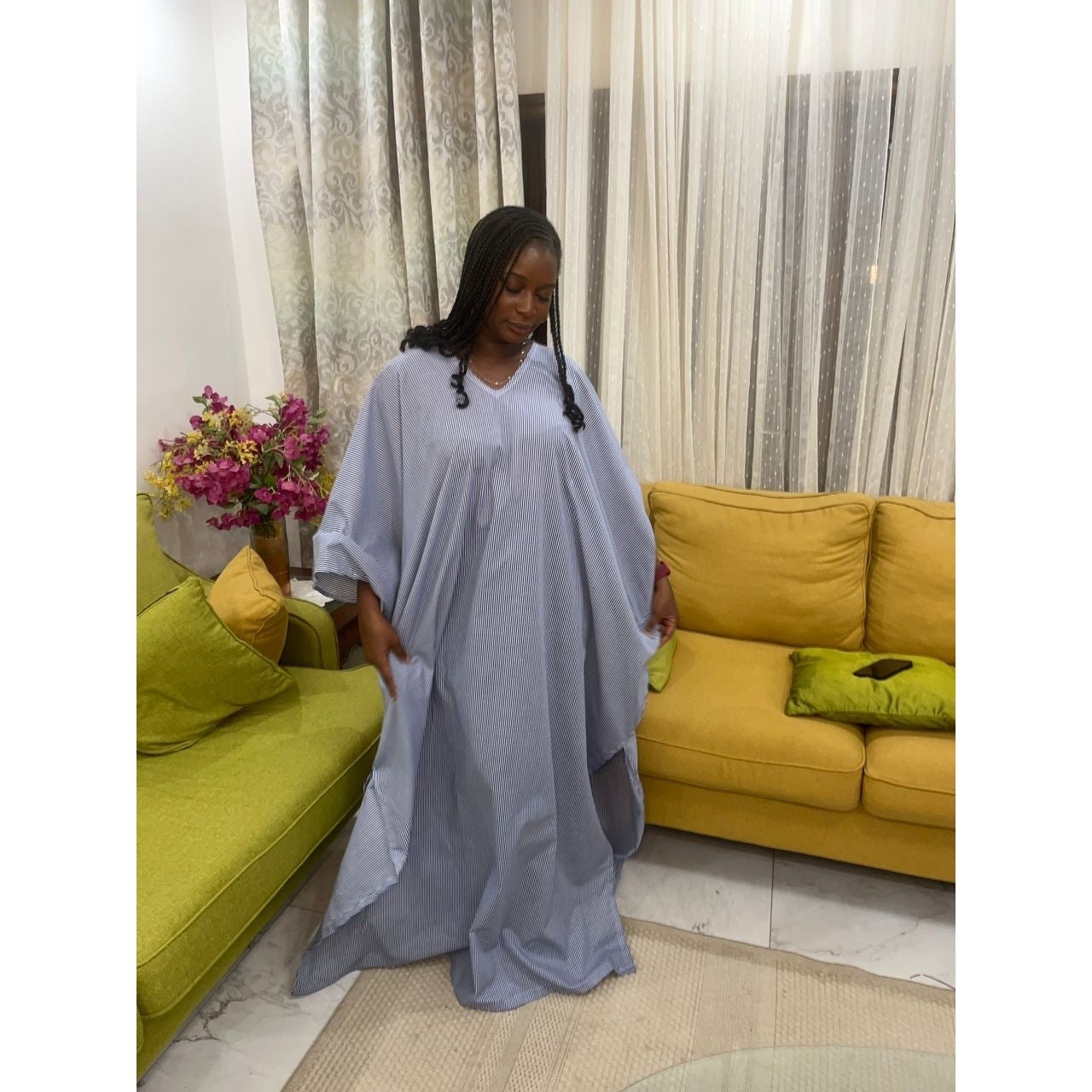 Robe d’été femme violet longue bohème ample coton, confortable et chic