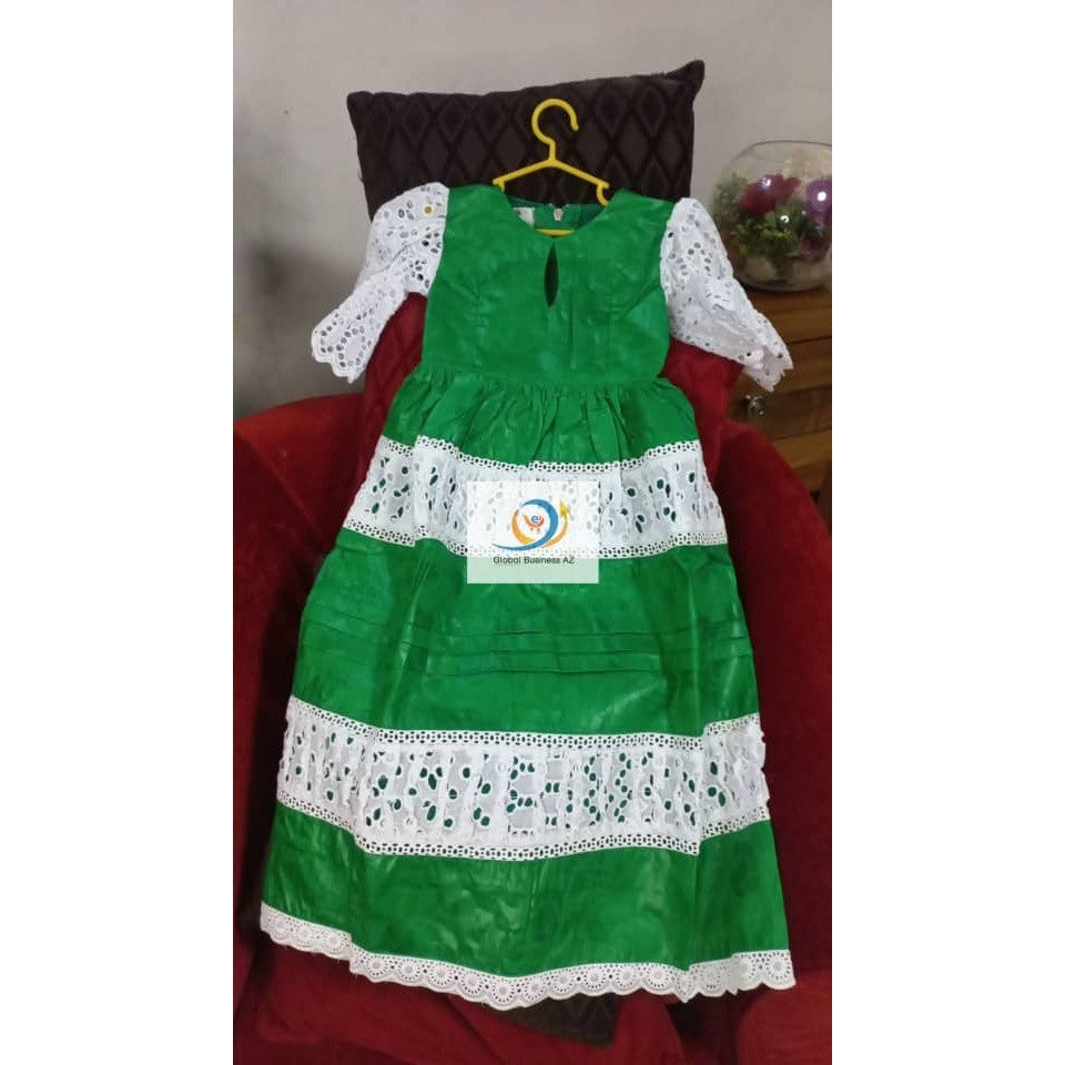 Robe en coton cérémonie fille 3 ans verte brodée