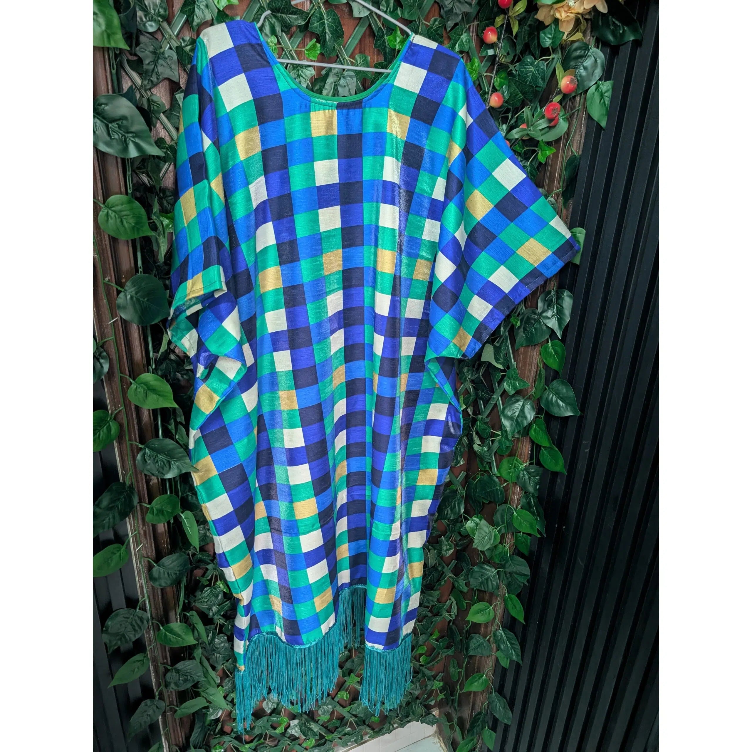 Tunique organza femme ample verte multicolore, chic et élégante été