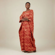 Robe batik femme orange élégante, ample et chic, style africain cérémonie