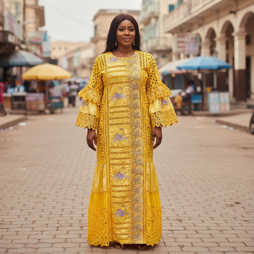 Robe bazin broderie femme élégante, robe africaine cérémonie ou soirée