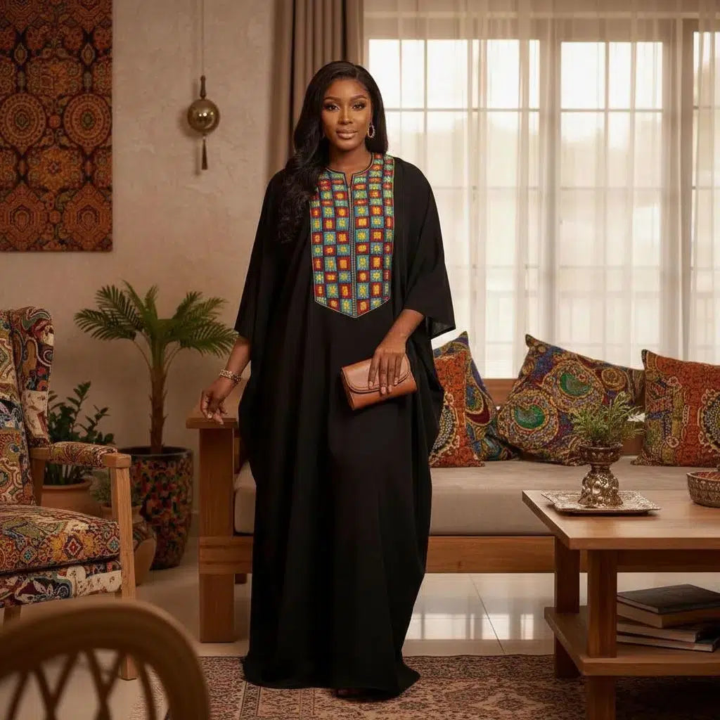 Robe boubou longue avec motifs colorés