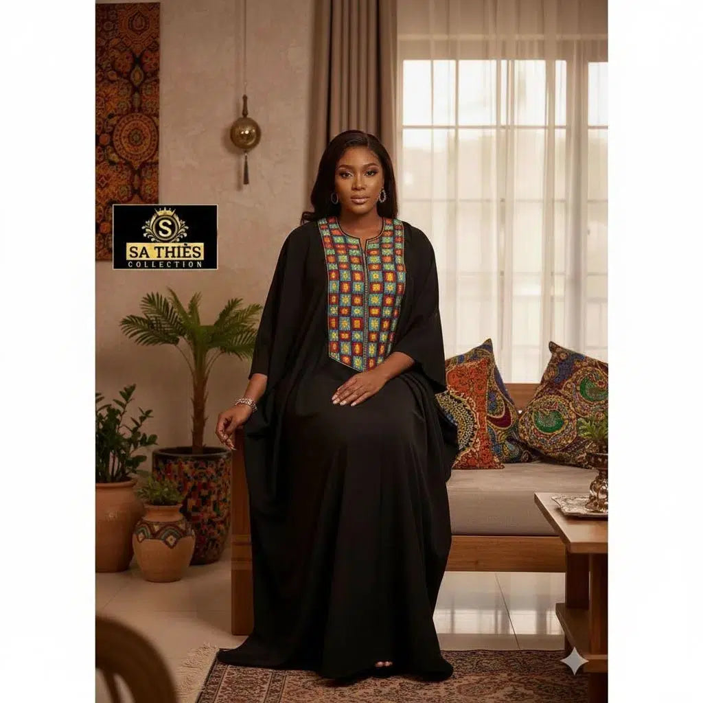 Robe boubou longue avec motifs colorés