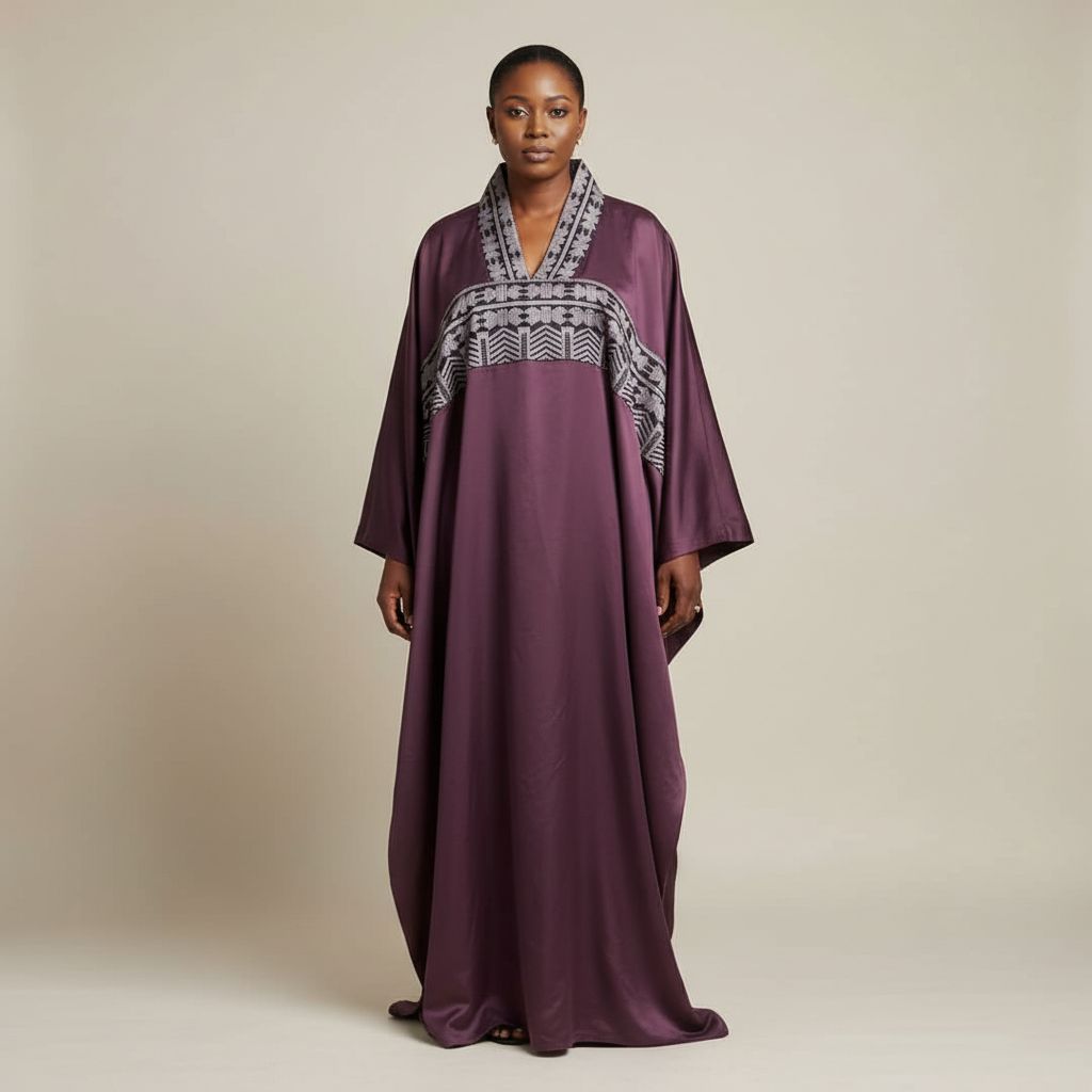 Robe boubou femme soie et pagne tissé élégante, longue, manches larges