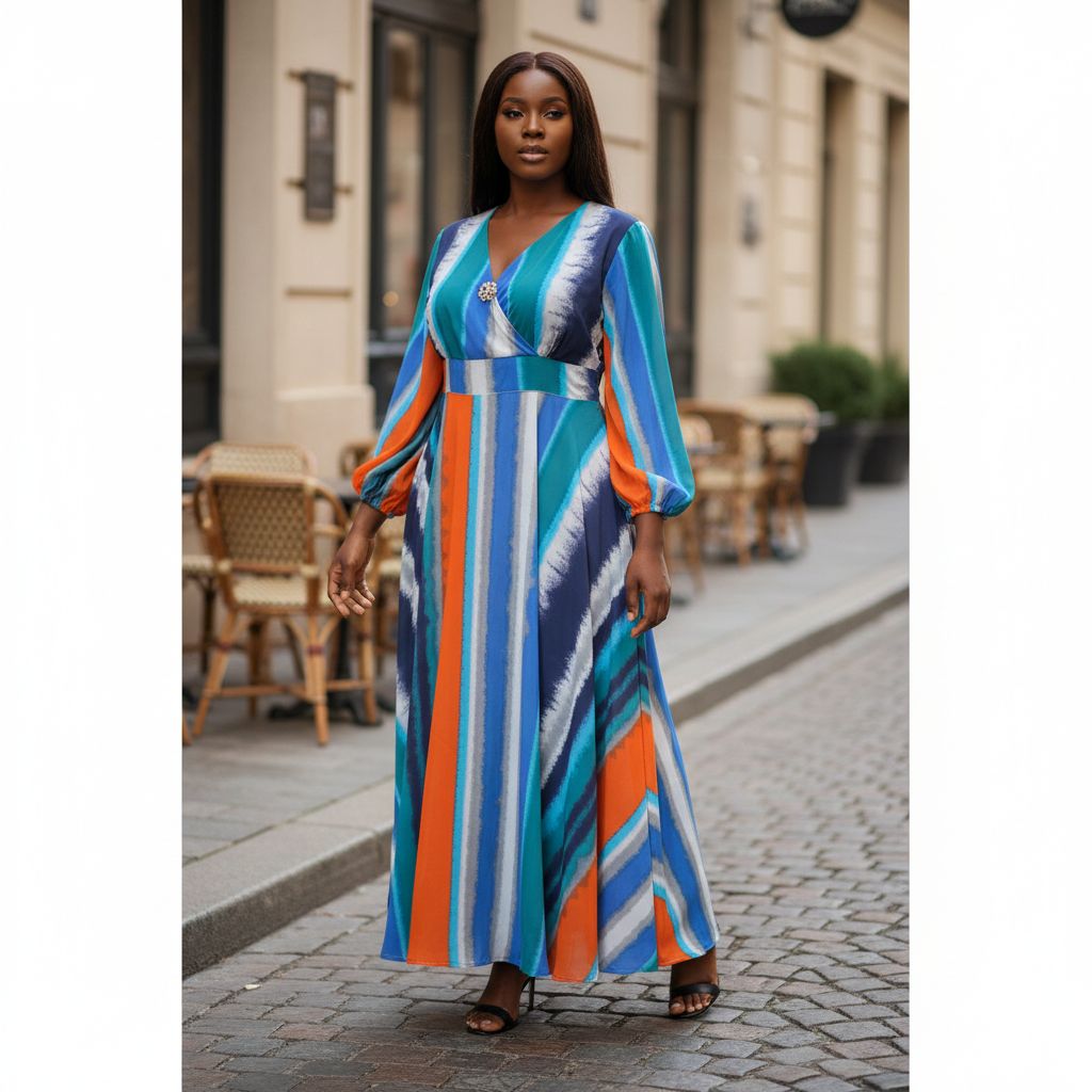 Robe cache coeur femme multicolore en crêpe, élégante et bohème chic