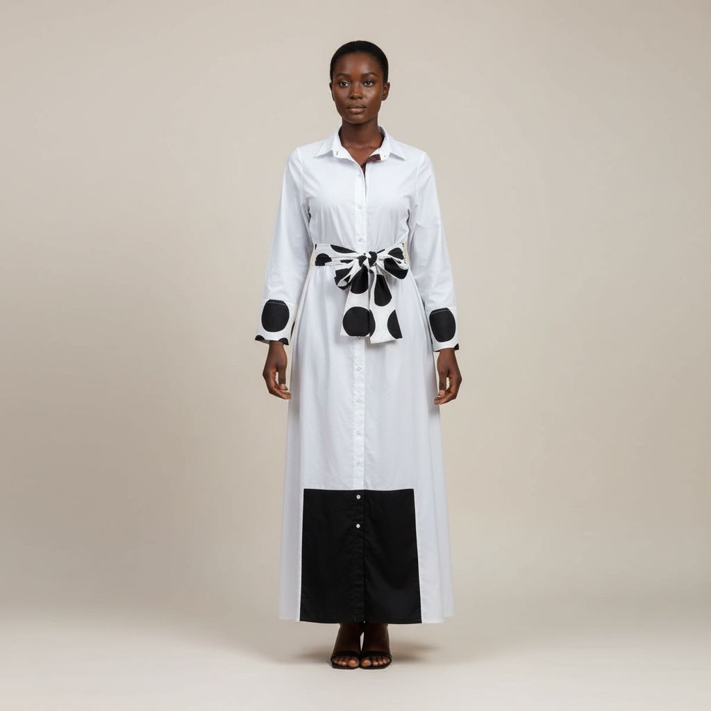 Robe chemise femme longue ceinturée, élégante et confortable, manches longues