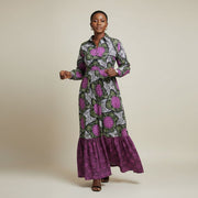 Robe chemisier wax longue femme, imprimé africain coloré, coton respirant