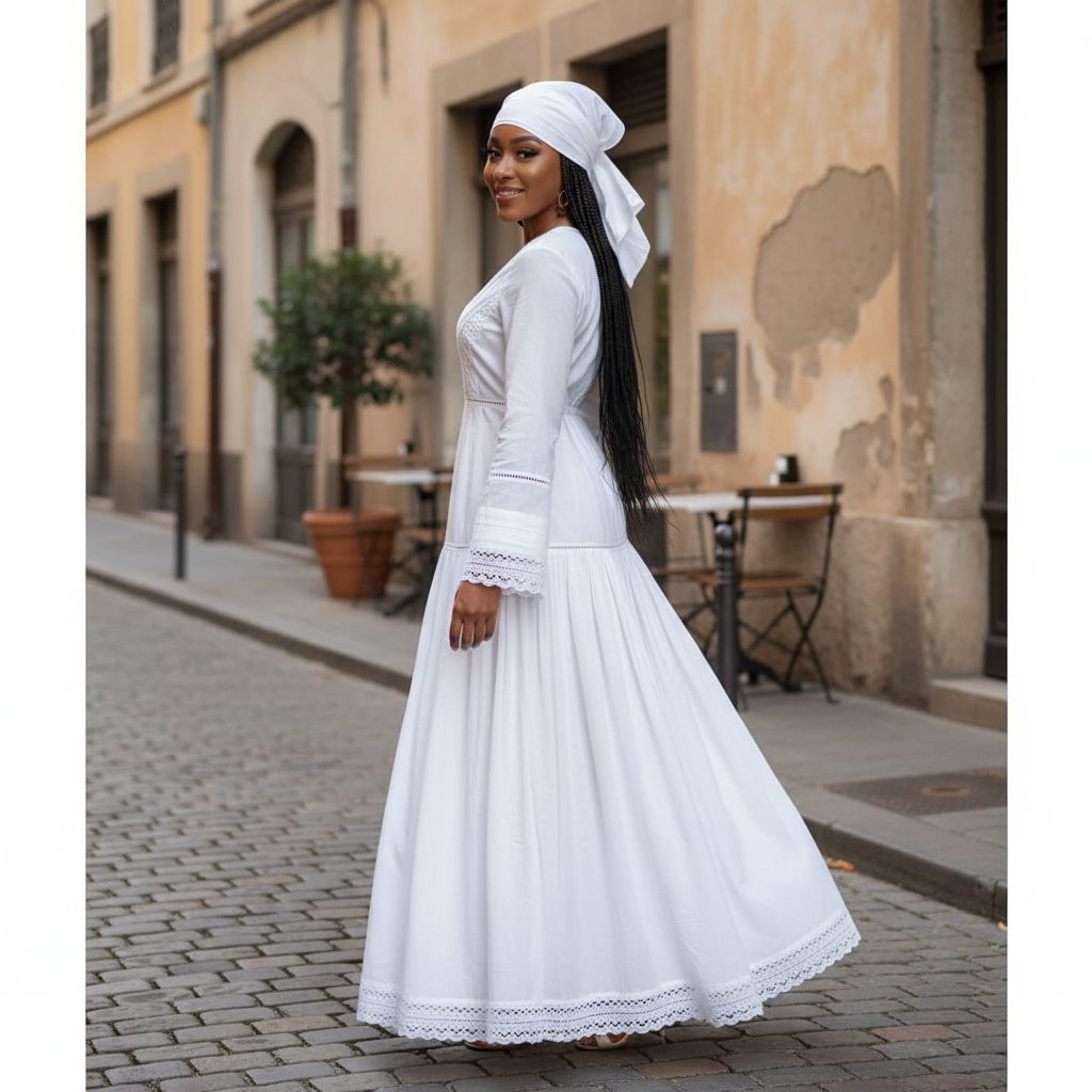 Robe coton blanc femme brodée, élégante longue, style bohème chic