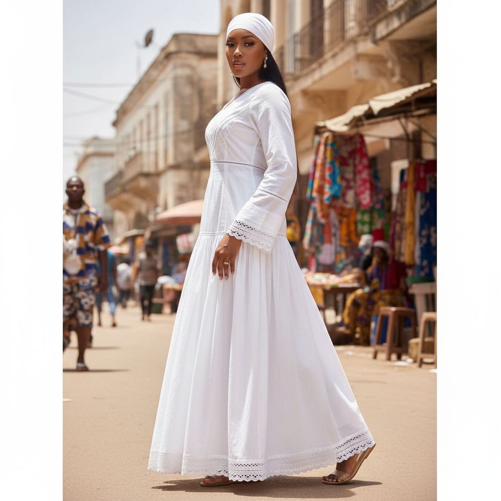 Robe coton blanc femme brodée, élégante longue, style bohème chic