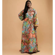 Robe coton multicolore femme longue imprimé abstrait, élégante et fluide