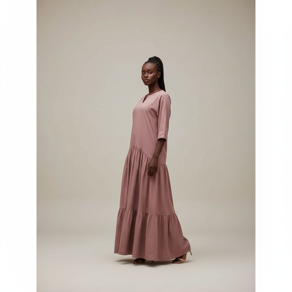 Robe coton suisse femme champagne longue, fluide et élégante été