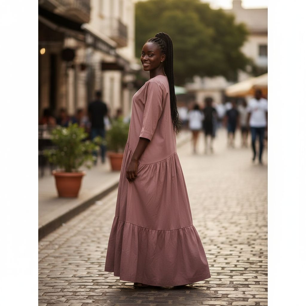 Robe coton suisse femme champagne longue, fluide et élégante été