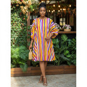 Robe courte organza femme multicolore avec des rayures