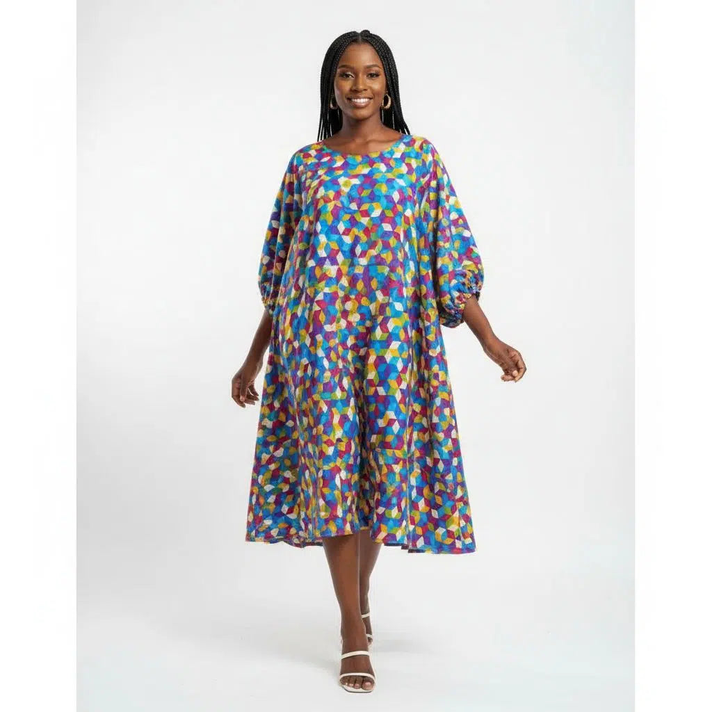 Robe courte organza femme bleu multicolore