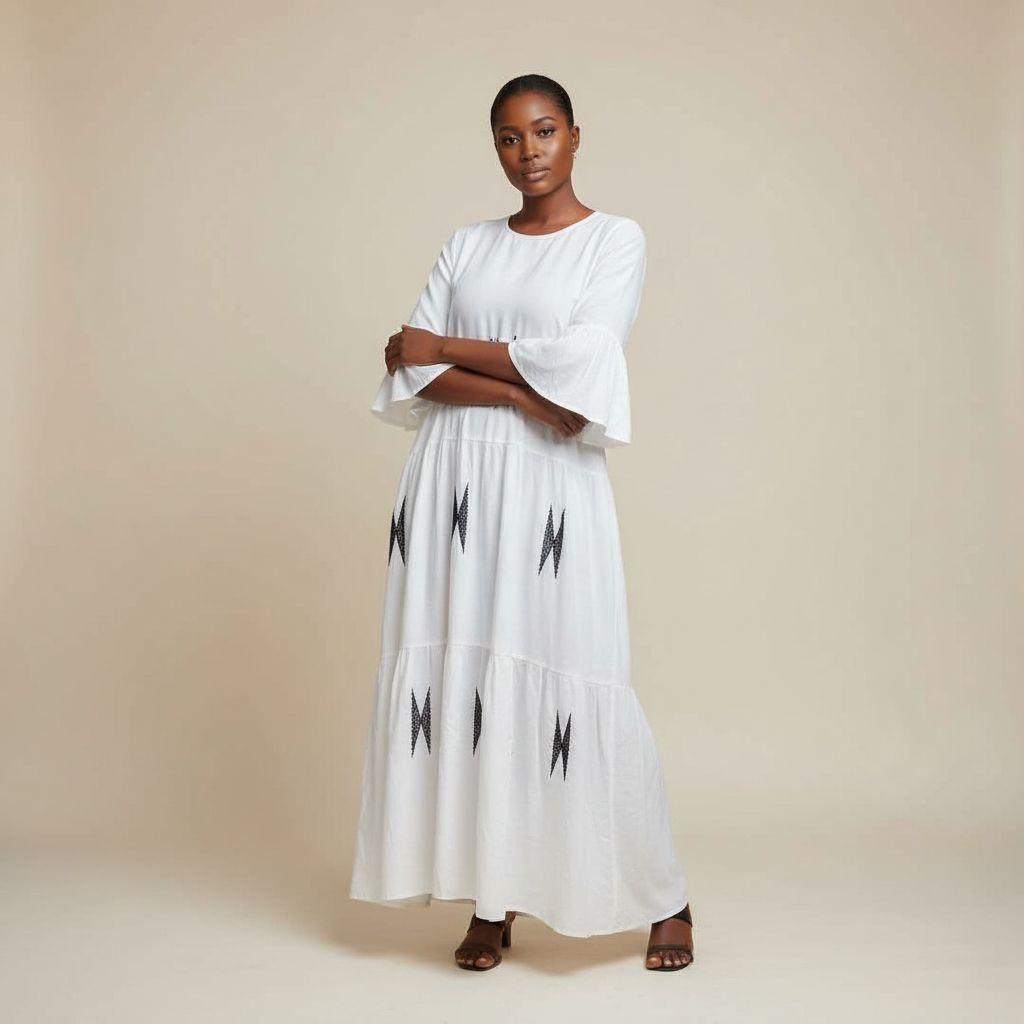 Robe de plage femme longue blanche et noire, ample, chic et confortable