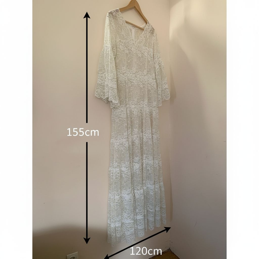 Robe dentelle blanche femme élégante, longue & style bohème chic pour cérémonie soirée