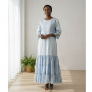 Robe dentelle bleu femme Geztner longue élégante bohème chic manches