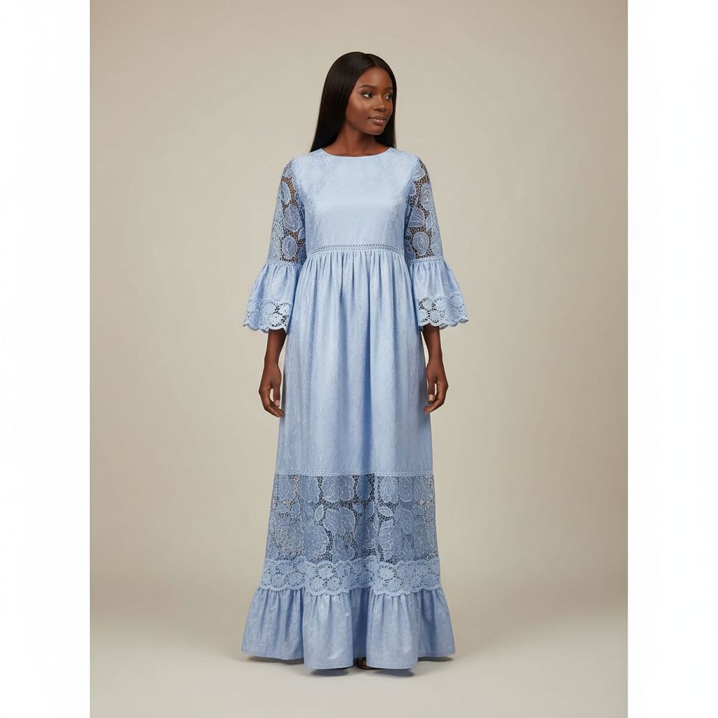 Robe dentelle bleu femme Geztner élégante, longue et chic, tailles XS-XXXL