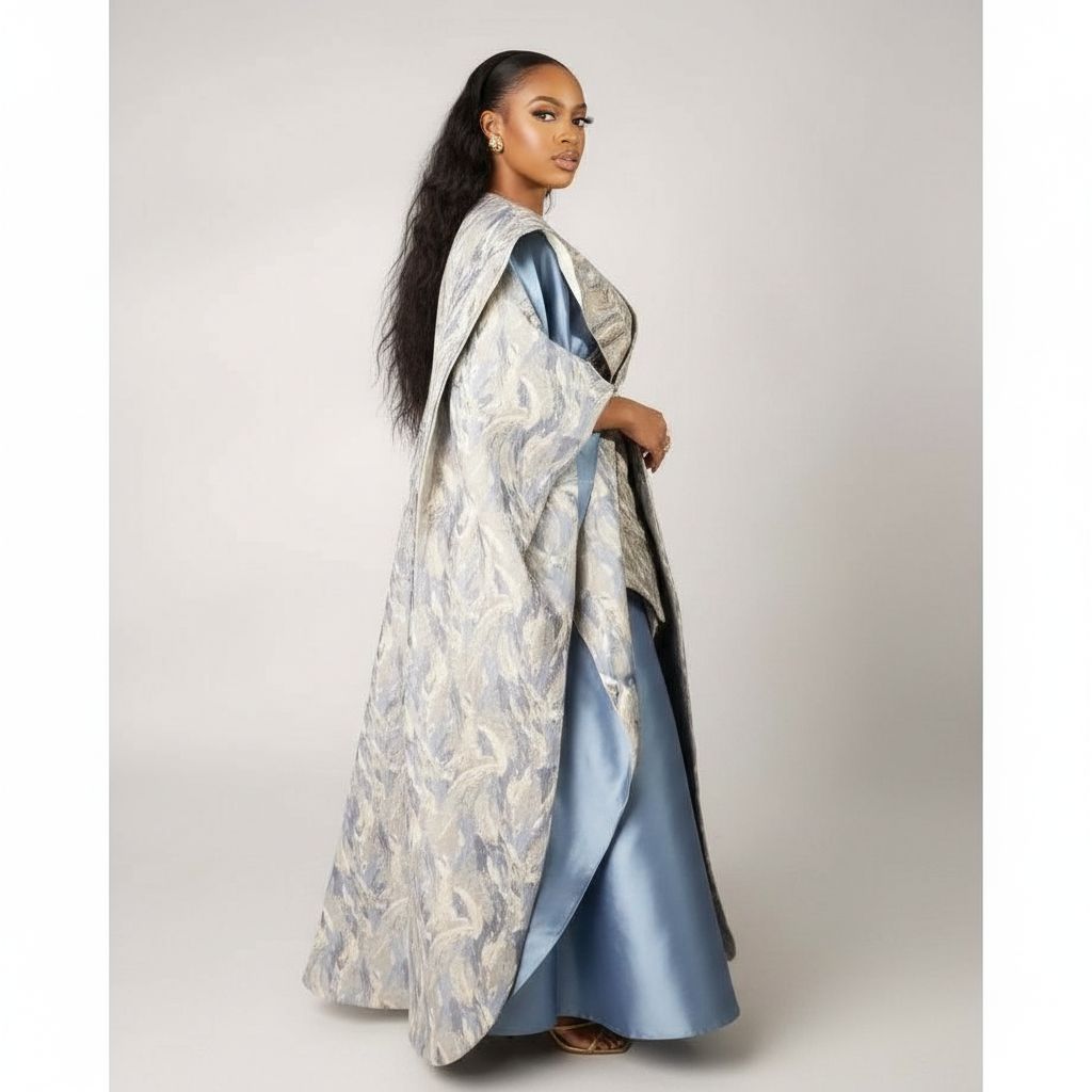 Robe en brocard femme élégante longue, cérémonie ou mariage, bleu ou rose