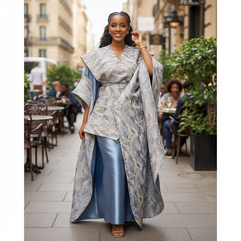 Robe en brocard femme élégante longue, cérémonie ou mariage, bleu ou rose