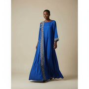 Robe en soie bleue femme Guerlain élégante, longue et chic cérémonie