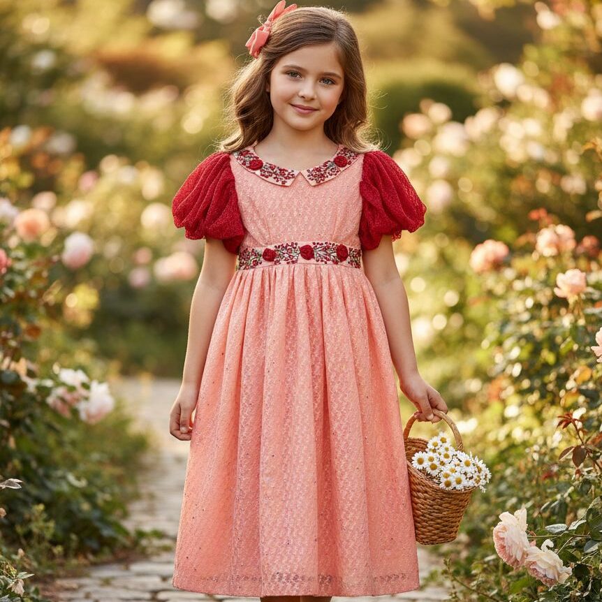 robe enfant corail élégance artisanale pour mariage chic