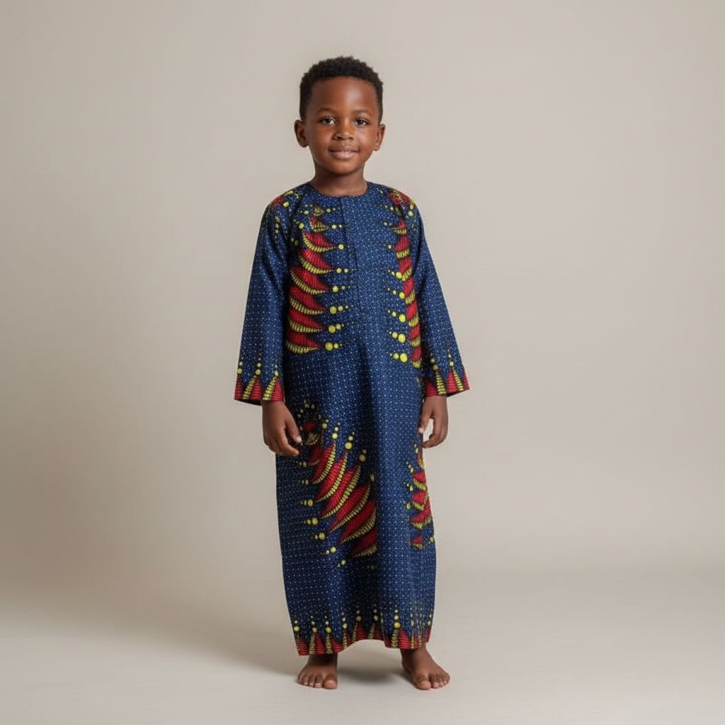 Robe enfant motif africain jaune – Coton wax confortable et coloré