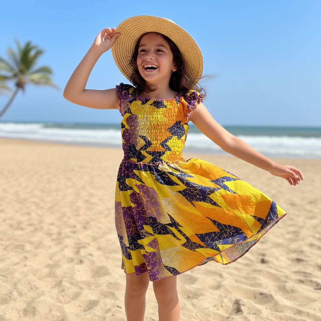 Robe africaine en wax et en coton coloré smocké