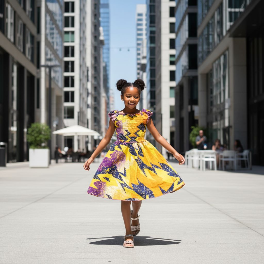 Robe africaine en wax et en coton coloré smocké