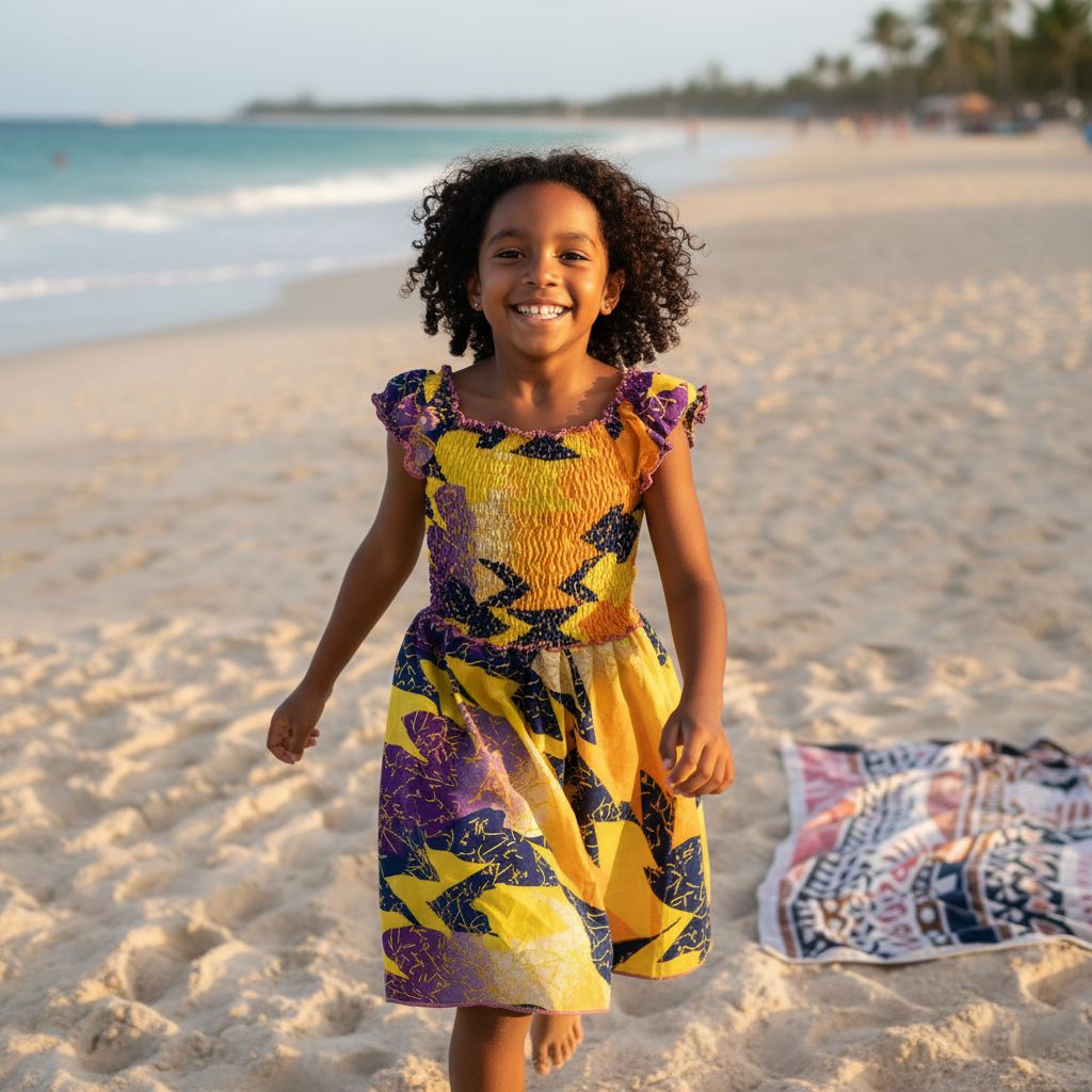 Robe africaine en wax et en coton coloré smocké