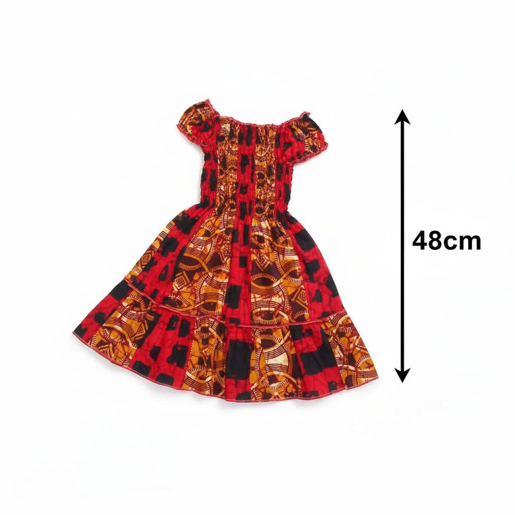 Robe enfant wax évasée volants bas en coton (fille 1-2 ans)