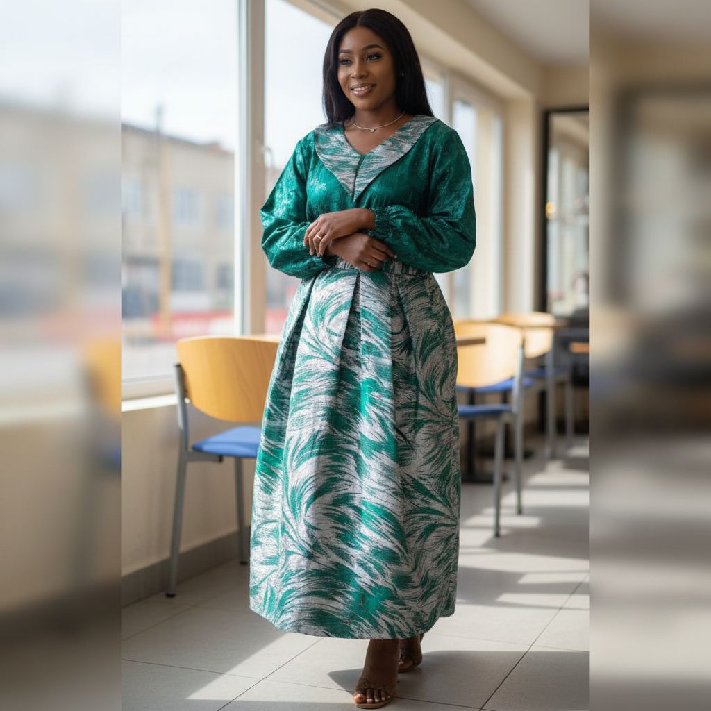 Robe femme brocart et soie élégante longue, chic été, grande taille