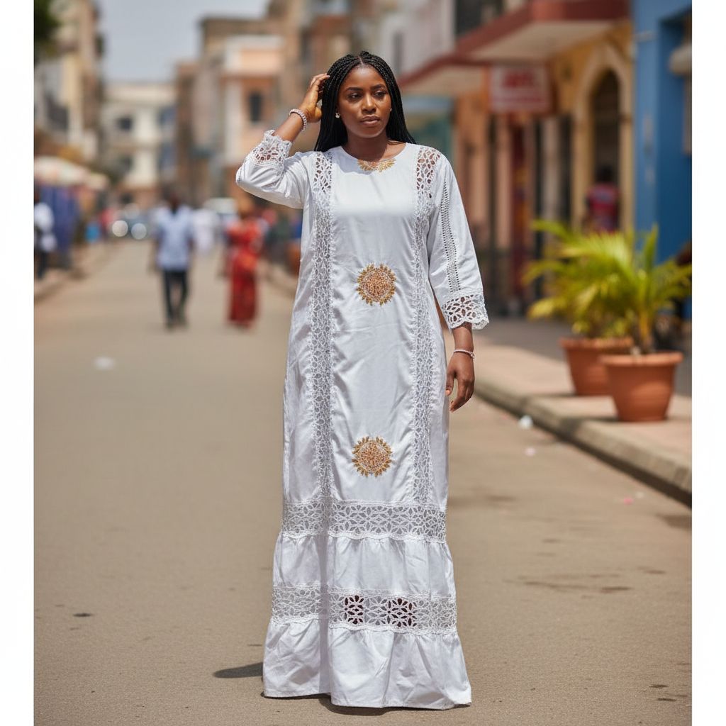 Robe femme broderie geztner élégante, longue, idéale cérémonie et mariage