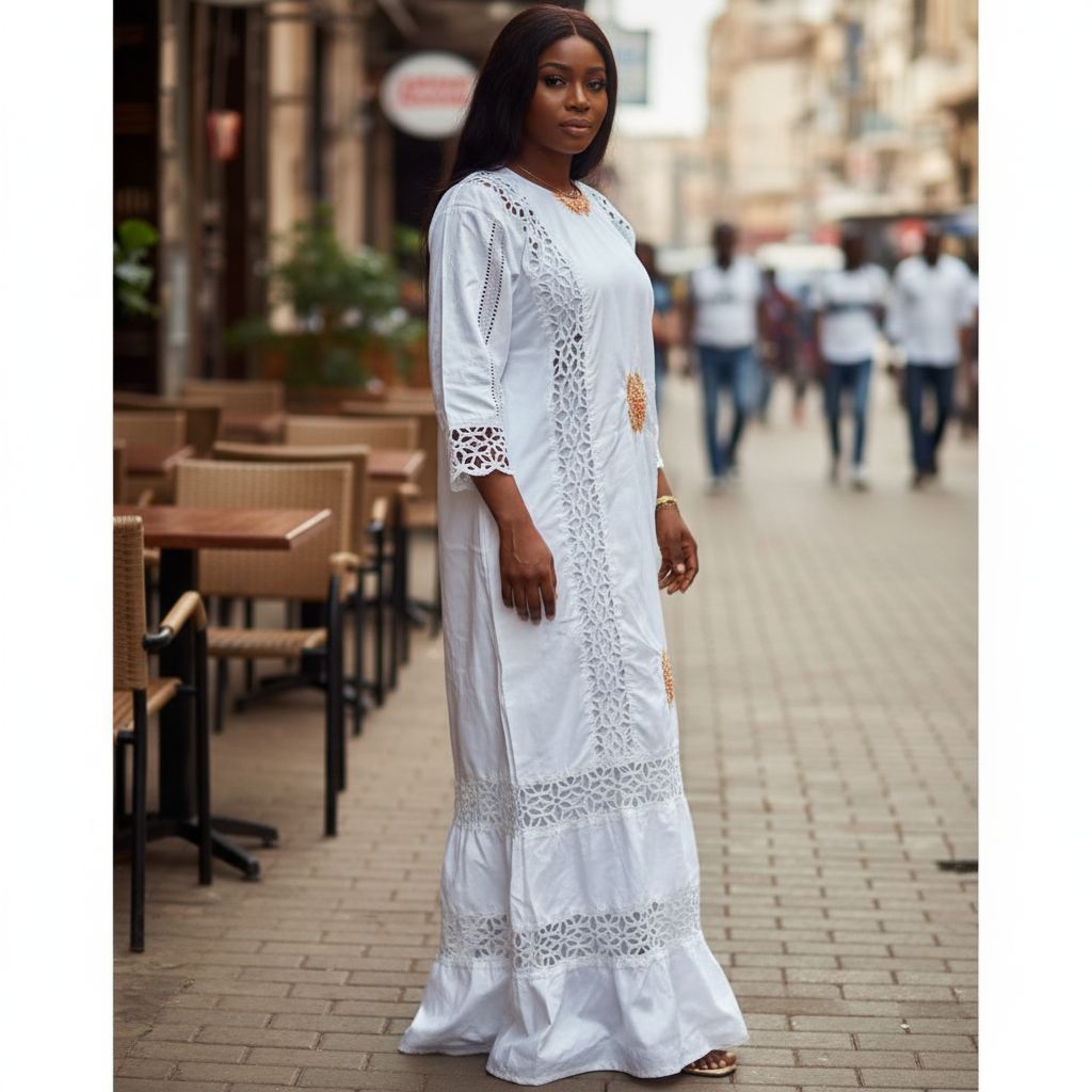 Robe femme broderie geztner élégante, longue, idéale cérémonie et mariage