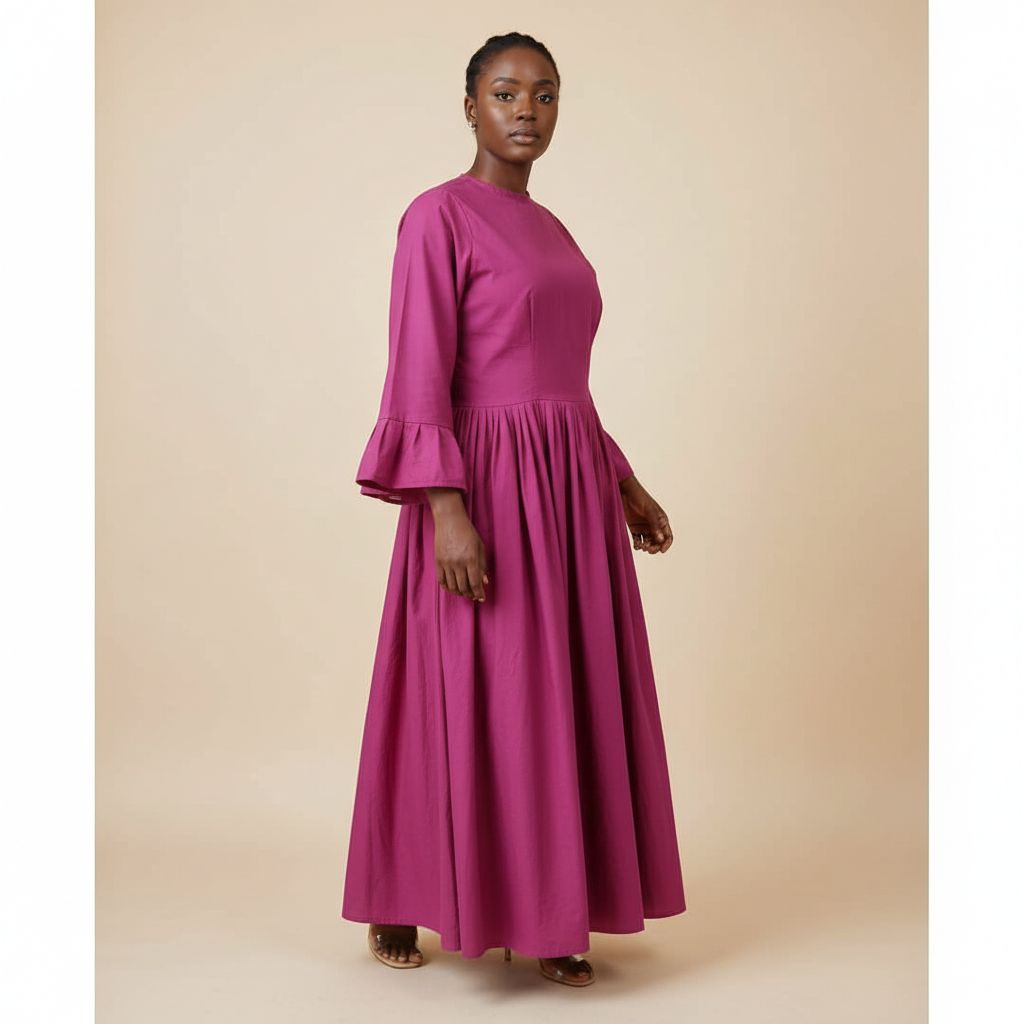 Robe femme coton ample et élégante, style bohème chic, été ou bureau