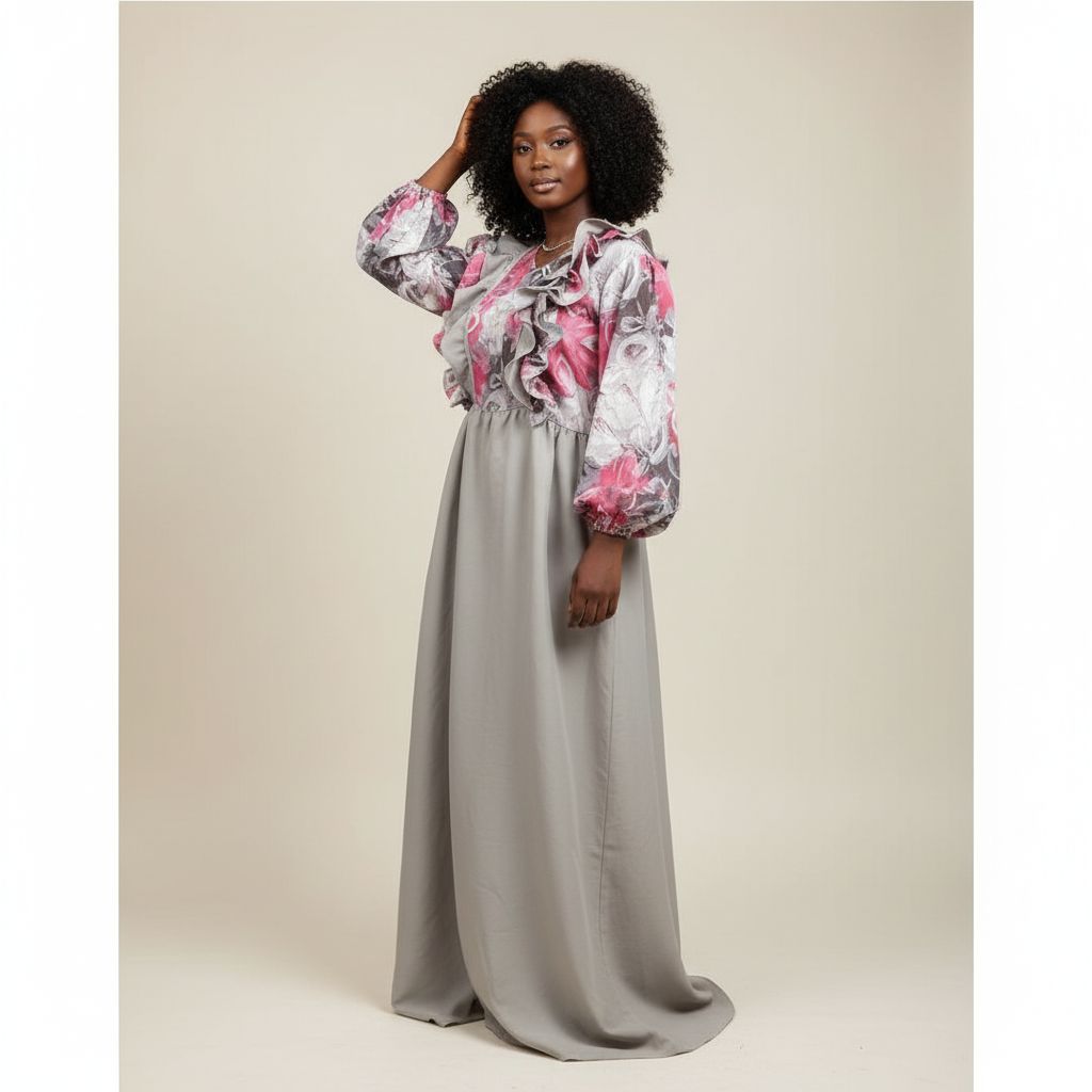 Robe femme coton longue fleurie élégante, bohème chic, été grande taille