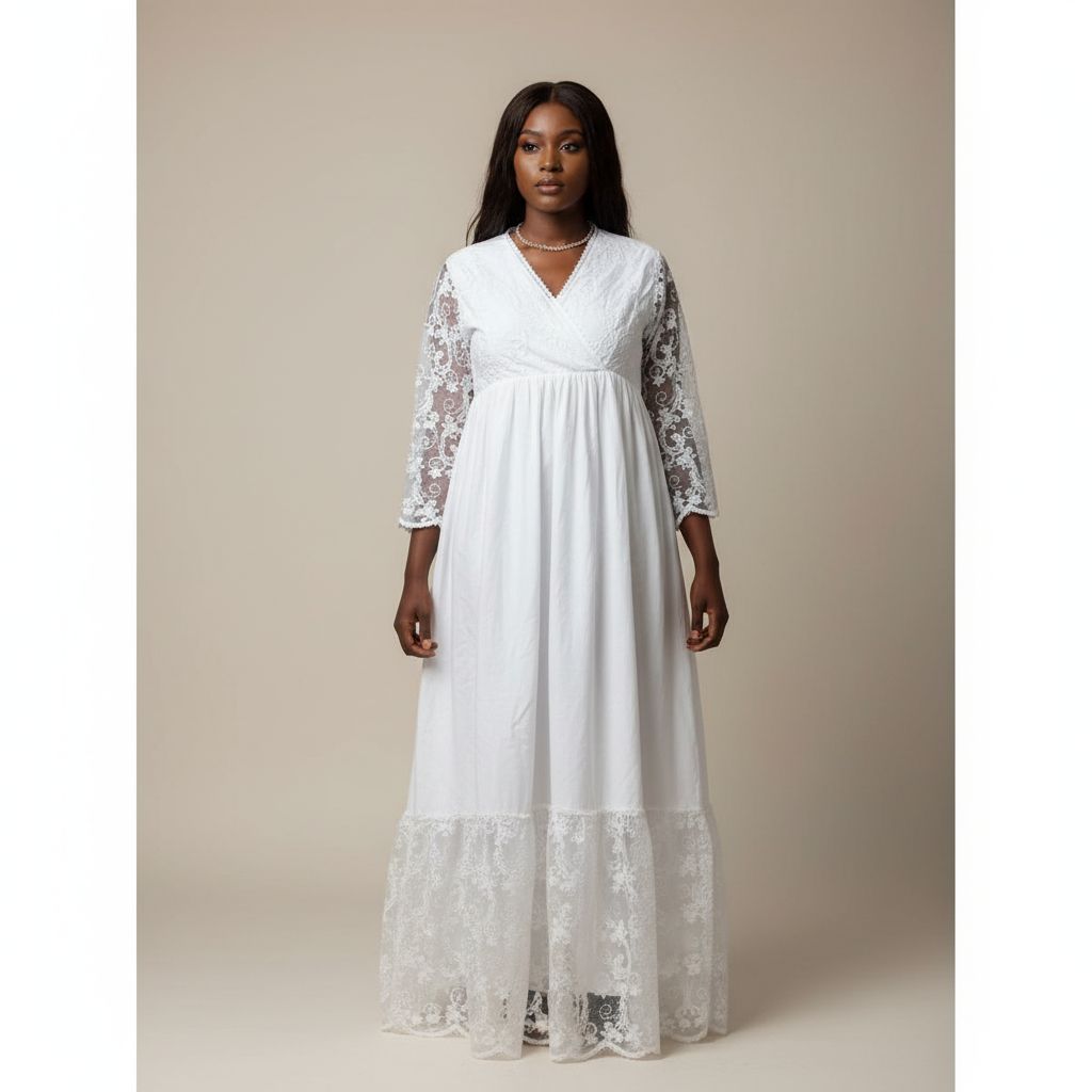 Robe femme coton élégante longue dentelle