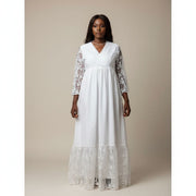 Robe femme coton élégante longue dentelle
