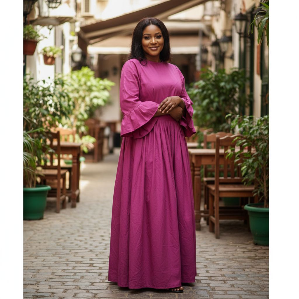 Robe femme coton ample et élégante, style bohème chic, été ou bureau