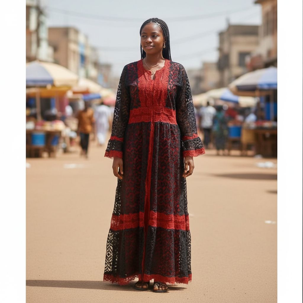 Robe femme dentelle noire rouge longue élégante soirée chic bohème
