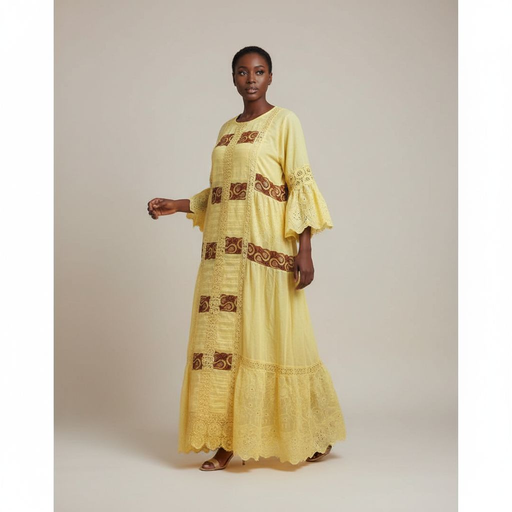 Robe femme en brode et garnitures