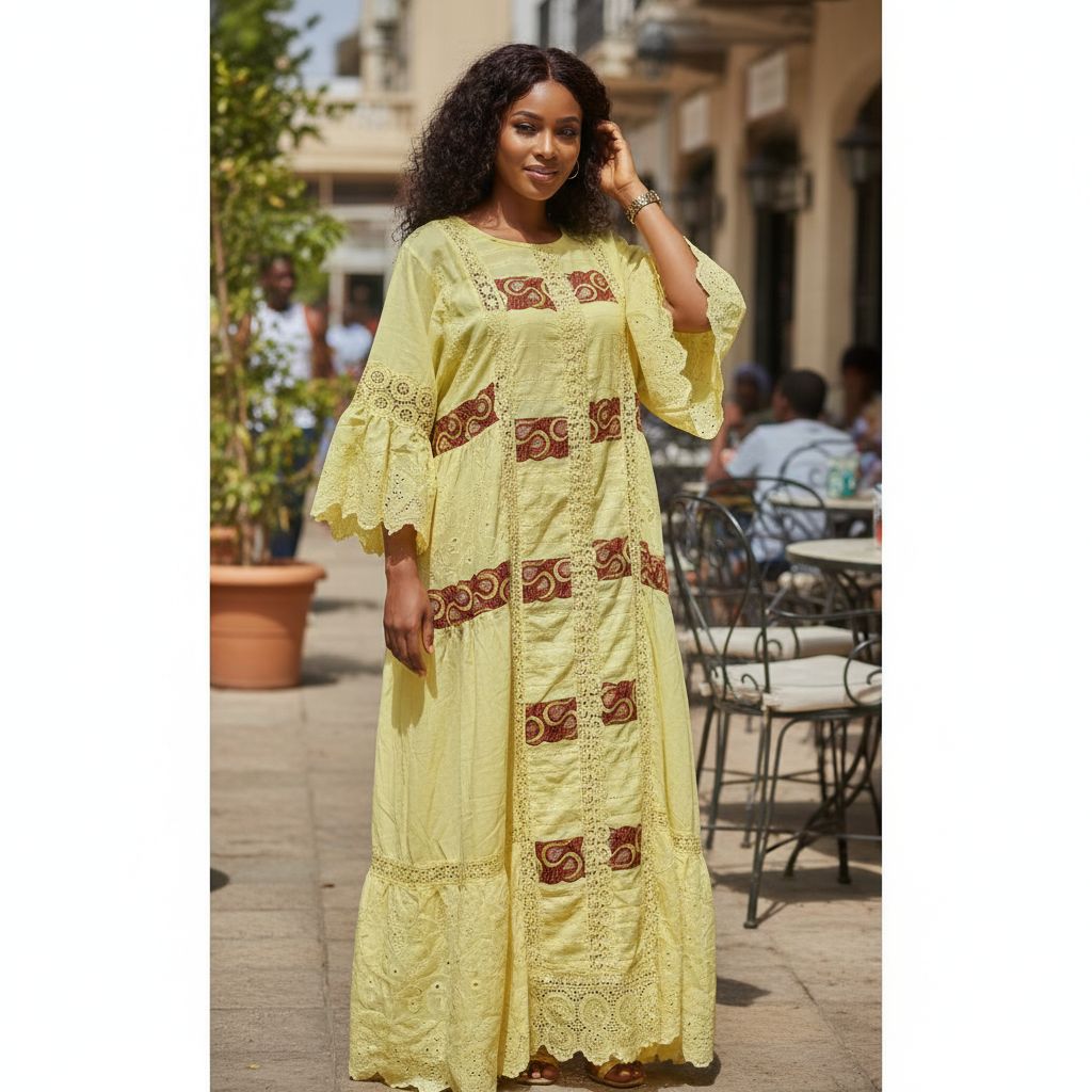 Robe femme en brode et garnitures