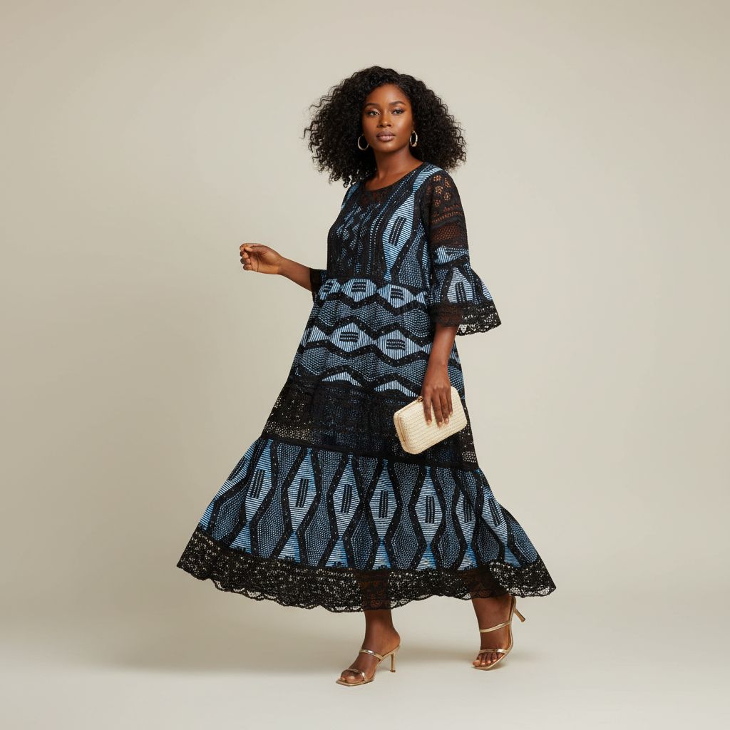 Robe femme en wax et brode