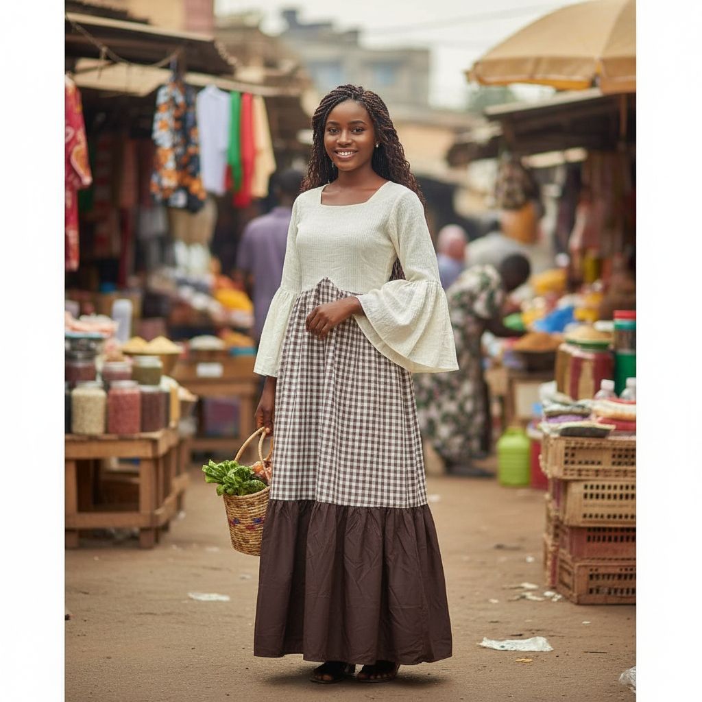 Robe femme longue marron beige, ample coton lin