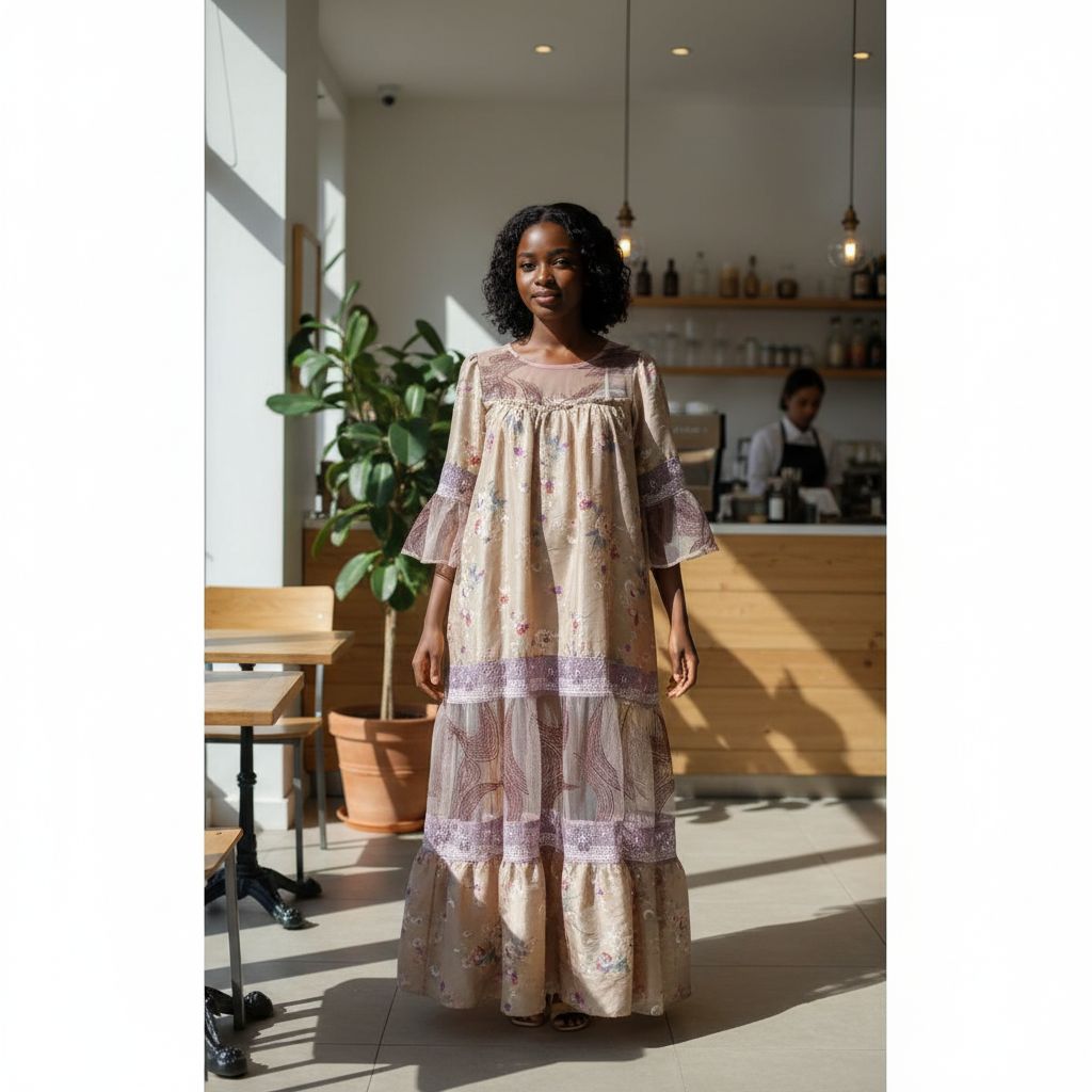 Robe longue bohème chic femme soie et dentelle élégante manches évasées