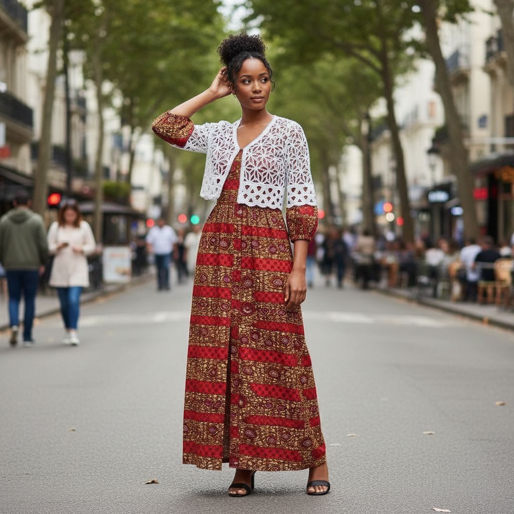Robe femme en wax et brode