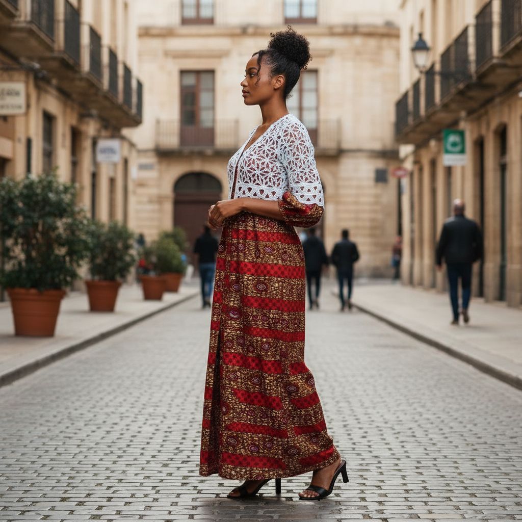 Robe femme en wax et brode